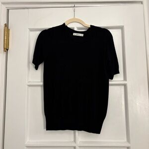 Zara Black Knit Short Sleeve Top
